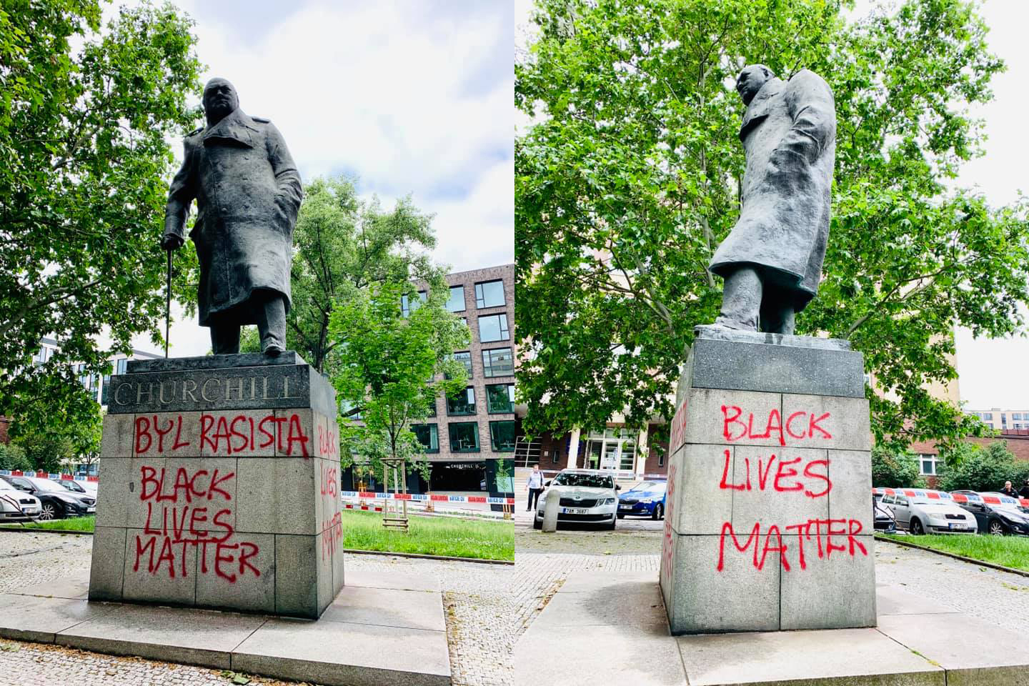 Βεβήλωση του αγάλματος του Winston Churchill στο Λονδίνο